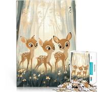 Rompecabezas para Adolescentes de 1000 Piezas Tres Lindos cervatillos en el Bosque Juego de Preguntas Regalo para cumpleaños 75x50cm