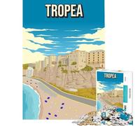 Rompecabezas para Adolescentes de 1000 Piezas Tropea Minimal Retro Italy Travel Poster Juguetes educativos de Aprendizaje Juego Familiar para Toda la Familia Regalos para Mujeres y Hombres 38x52cm