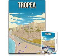 Rompecabezas para Adolescentes de 1000 Piezas, Tropea, Minimalista, Retro, Italia, póster de Viaje, Juego Imposible, Actividades Familiares, Regalo de Amigo Secreto, tamaño 50x75cm
