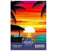 Rompecabezas para Adolescentes De 1000 Piezas Tropical Beach Bar Sunset Rompecabezas para Adolescentes Juegos Relajantes Regalos para Mujeres Diversión En Casa Actividades, 52x38cm/1000pcs