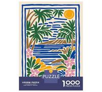 Rompecabezas para Adolescentes De 1000 Piezas Tropical Beach Illustration with Floral Border Rompecabezas para Adolescentes Juego Familiar Desafío Difícil Cumpleaños Y Navidad 52x38c