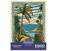 Rompecabezas para Adolescentes De 1000 Piezas Tropical Island Landscape Illustration Rompecabezas para Adultos Juego Práctico Una Obra De Arte Cumpleaños 38x26cm/1000pcs