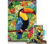 Rompecabezas para Adolescentes de 1000 Piezas Tucán en un jardín Tropical, Bordes impecables, Divertido Juego de Habilidad Mental, Juego Tranquilo y Divertido, Ideal para cumpleaños (38x26cm)