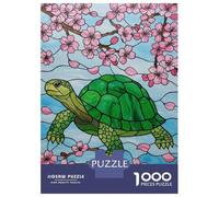 Rompecabezas para Adolescentes De 1000 Piezas Turtle and Cherry Blossoms Art Rompecabezas para Adultos Juego De Ingenio Una Obra De Arte Actividades Divertidas En Casa 38x26cm/1000pcs