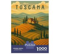 Rompecabezas Para Adolescentes De 1000 Piezas Tuscany Travel Poster Italy - Rolling Hills & Cypress Roads Rompecabezas Para Adultos Juegos Familiares Corte De Precisión Regalos Y Cumpleaños Únicos 70x