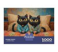 Rompecabezas para Adolescentes De 1000 Piezas Two Cats in Pajamas on Bed Rompecabezas para Adultos Juego Familiar Pero Divertido Y Humorístico Actividades Divertidas En Casa 38x26cm/1000pcs