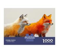 Rompecabezas para Adolescentes De 1000 Piezas Two Foxes in A Field Rompecabezas para Adultos Juguetes Antiestrés Decoración De Pared Actividades Divertidas En Casa 52x38cm/1000pcs