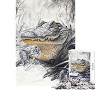 Rompecabezas para Adolescentes de 1000 Piezas Un cocodrilo en la Hierba Rompecabezas Educativo de 1000 Piezas Regalo de cumpleaños para divertirse en Familia (38x26cm)