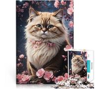 Rompecabezas para Adolescentes de 1000 Piezas Un Gatito Curioso en Rosa Análisis y lógica con Piezas de Formas aleatorias Que se entrelazan Completamente 38x26cm