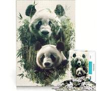 Rompecabezas para Adolescentes de 1000 Piezas: Un par de Pandas, Juguetes antiestrés, desafío exigente, para Fortalecer el Amor en Pareja 38x26cm