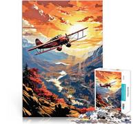 Rompecabezas para Adolescentes de 1000 Piezas Un Viejo avión sobrevolando el esplendor del otoño Juguetes de Bricolaje Buen Regalo 75x50cm