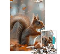 Rompecabezas para Adolescentes de 1000 Piezas Una Ardilla en un Bosque de Hojas Actividades Divertidas en casa Un desafío difícil Juguetes antiestrés para Mayores de 14 años Juego 50x75cm