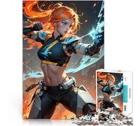 Rompecabezas para Adolescentes de 1000 Piezas Una Feroz guerrera Robot cíborg Femenina Que maneja Magia de Fuego en acción Juego de ingenio Ideas de Regalos 38x26cm