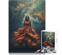 Rompecabezas para Adolescentes de 1000 Piezas: Una Mujer con Vestido Naranja, Juguetes, Juegos educativos, desafío difícil, Regalos de Amigo Secreto, tamaño 50x75cm