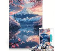 Rompecabezas para Adolescentes de 1000 Piezas Una Tranquila mañana en el Monte Fuji Juguete Educativo para Mejorar la Memoria Incluye póster y Hoja de Preguntas y respuestas 38x26cm
