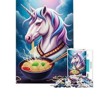 Rompecabezas para Adolescentes de 1000 Piezas Unicornio Comiendo Ramen por la Noche Juego desafiante Juguetes educativos Juego para Mejorar la Memoria Regalos de Amigo Invisible (Tamaño 75x50cm)