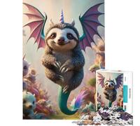 Rompecabezas para Adolescentes de 1000 Piezas Unicornio Dragón Bebé Perezoso Juego Familiar Híbrido Juguetes adictivos para Cultivar la Paciencia Gran Regalo Mejora la Memoria (Tamaño 38x26cm)