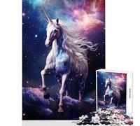 Rompecabezas para Adolescentes de 1000 Piezas Unicornio en el Espacio Juguete Educativo Gran Regalo para Juegos Familiares Entrena tu Cerebro y Tus Manos tamaño 38x26cm