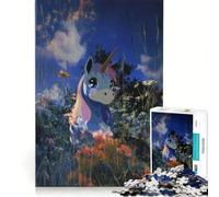 Rompecabezas para Adolescentes de 1000 Piezas Unicornio en un Campo de Flores Juego práctico difícil y desafiante Regalo Ideal para los más pequeños 38x26cm