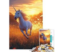 Rompecabezas para Adolescentes de 1000 Piezas Unicornio galopando en un Campo Dorado Un desafío Educativo para Mejorar la Memoria Juegos Divertidos para Mayores de 14 años Juego de Rompecabezas