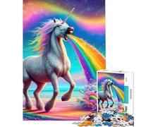 Rompecabezas para Adolescentes de 1000 Piezas Unicornio vomitando arcoíris difícil y desafiante Regalo de cumpleaños Juego Educativo para Mayores de 14 años Juego de Rompecabezas Incluido (38x52cm)