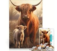 Rompecabezas para Adolescentes de 1000 Piezas Vaca de Las Tierras Altas Bebé Juguetes para armar Interacción Entre Padres e Hijos cumpleaños y Navidad 38x52cm