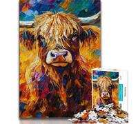 Rompecabezas para Adolescentes de 1000 Piezas, Vaca de Las Tierras Altas, Juego desafiante y Familiar, interacción Entre Padres e Hijos, 75x50cm