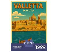 Rompecabezas para Adolescentes De 1000 Piezas Valletta Malta Vintage Travel Rompecabezas Juguete Decoración De Pared Vacaciones En Casa Matar El Tiempo Desafío Educativo 70x50cm/1000pcs