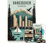 Rompecabezas para Adolescentes de 1000 Piezas Vancouver Canadá Viajes Corte preciso Diversión Resolución de Problemas Diversión Relajación Tiempo de diversión Exhibición de Arte navideño (38x26cm)