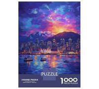 Rompecabezas para Adolescentes De 1000 Piezas Vancouver Cityscape at Sunset Rompecabezas Juegos Relajantes Difícil Difícil Diversión Actividades En Casa, 52x38cm/1000pcs