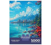 Rompecabezas para Adolescentes De 1000 Piezas Vancouver Cityscape with Mountains and Water Rompecabezas DIY Juguetes Vacaciones En Casa Matar El Tiempo Cumpleaños Y Navidad 38x26cm/1