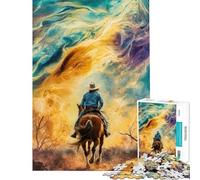 Rompecabezas para Adolescentes de 1000 Piezas Vaquero cabalgando hacia lo Desconocido Ayuda a ejercitar el Cerebro Diversión Familiar Juguetes DIY para Mayores de 14 años (50x75cm)