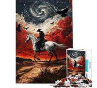 Rompecabezas para Adolescentes de 1000 Piezas Vaquero Caballo Galaxia y Cuervos Rompecabezas para Adultos Juego de ingenio Regalo Ideal para Mujeres y para Toda la Familia (tamaño 38x26cm)