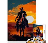 Rompecabezas para Adolescentes de 1000 Piezas Vaquero en el Desierto decoración del hogar Juguetes Regalo Divertido Juego práctico interacción Entre Padres e Hijos tamaño 38x52cm