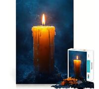 Rompecabezas para Adolescentes de 1000 Piezas Vela encendida en un Entorno Azul Oscuro Piezas de Ajuste preciso Juguete Divertido y silencioso Ideal para cumpleaños y Actividades artísticas (38x26cm)