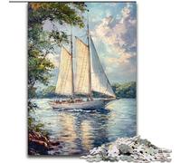 Rompecabezas para Adolescentes de 1000 Piezas Velero Grande en el río Ideal para el Aprendizaje y el Regalo Familiar (tamaño 50x75cm)