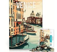 Rompecabezas para Adolescentes de 1000 Piezas Venecia, Italia, Canal, Góndola, Viaje, Corte Limpio, Decoración, Juguete Creativo y Divertido, Juego de Paz, Pieza de Arte navideña (50x75cm)