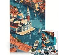 Rompecabezas para Adolescentes de 1000 Piezas Venecia Vista Desde Arriba Juegos Divertidos para ejercitar la Mente y Las Manos Ideal para Decorar el Escritorio 38x52cm