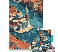 Rompecabezas para Adolescentes de 1000 Piezas Venecia Vista Desde Arriba Juegos Divertidos para ejercitar la Mente y Las Manos Ideal para Decorar el Escritorio 38x26cm
