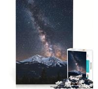 Rompecabezas para Adolescentes de 1000 Piezas Vía Láctea sobre montañas Nevadas Juguete para armar Mejora la Memoria con póster y Hoja de Preguntas a Juego 38x26cm