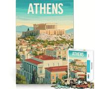 Rompecabezas para Adolescentes de 1000 Piezas Viaje a Atenas, Grecia Piezas de Ajuste preciso Juguete Divertido y silencioso Ideal para cumpleaños y Actividades artísticas (38x26cm)