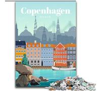 Rompecabezas para Adolescentes de 1000 Piezas, Viaje a Copenhague, Juguetes educativos, Juegos antiestrés, decoración única para el hogar y Regalos, 26x38cm