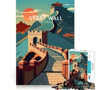 Rompecabezas para Adolescentes de 1000 Piezas Viaje a la Gran Muralla, decoración de Corte preciso, Juguete Creativo y Divertido, Juego de Paz, Pieza de Arte navideña (50x75cm)