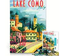 Rompecabezas para Adolescentes de 1000 Piezas Viaje al Lago de como, decoración de Corte preciso, Juguete Creativo y Divertido, Juego de Paz, Pieza de Arte navideña (38x26cm)