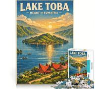 Rompecabezas para Adolescentes de 1000 Piezas: Viaje al Lago Toba, Juego Imposible, decoración para el hogar, colección de Artistas, Bellas Artes 38x26cm
