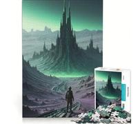 Rompecabezas para Adolescentes de 1000 Piezas Viajero Solitario Ante la Aguja Esmeralda Paisaje alienígena distópico Juegos relajantes reducción del estrés Regalos de cumpleaños