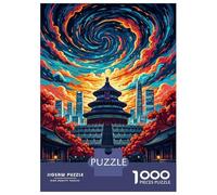 Rompecabezas para Adolescentes De 1000 Piezas Vibrant Beijing Temple with Swirling Sky Rompecabezas Juegos Relajantes Difícil Difícil Diversión Actividades En Casa, 52x38cm/1000pcs