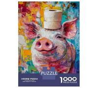 Rompecabezas para Adolescentes De 1000 Piezas Vibrant Pig Artistry Rompecabezas para Adultos Juguetes Antiestrés Decoración De Pared Interacción Entre Padres E Hijos 70x50cm/1000pcs