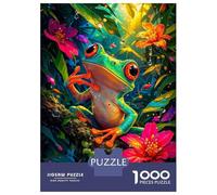 Rompecabezas para Adolescentes De 1000 Piezas Vibrant Red-Eyed Tree Frog in Rainforest Rompecabezas Juguete Decoración De Pared Vacaciones En Casa Matar El Tiempo Desafío Educativo 38x26cm/1000pcs