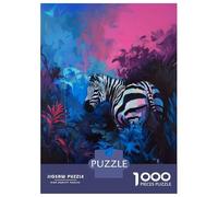 Rompecabezas para Adolescentes De 1000 Piezas Vibrant Zebra in Colorful Jungle Painting Rompecabezas para Adultos Juegos Relajantes Regalos para Mujeres Regalos De Juegos Desafiantes 38x26cm/1000pcs